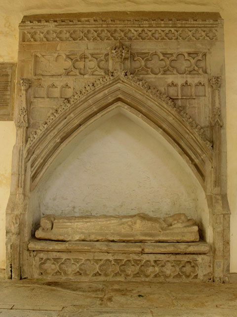 Defaced effigy of priest - Stanford-on-Avon, Northamptonshire.