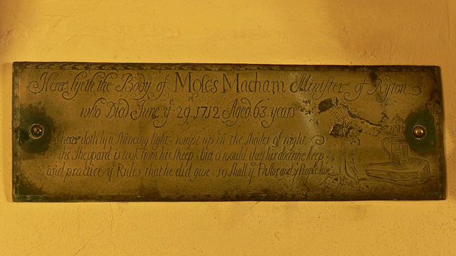 Inscription de cuivre de Moses Macham - Ryton-on-Dunsmore, Warwickshire