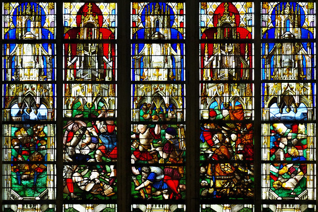 Vitrail composite - Lapidation de saint Étienne et Martyre de sainte Catherine - Saint-Ouen Rouen