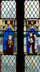 C14th English stained glass fragments - Pattishall Northamptonshire