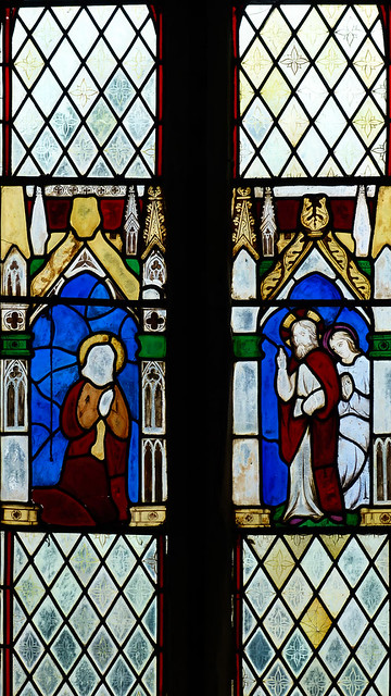 C14 stained glass fragments